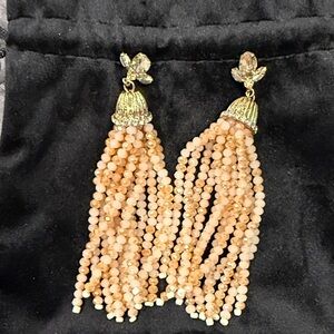 Elegant Gold Beaded Tassel Earrings